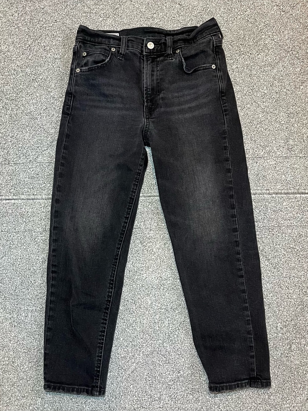 GAP Mom Jeans High Rise Womens Size 2P Black Denim Tapered Leg Ankle